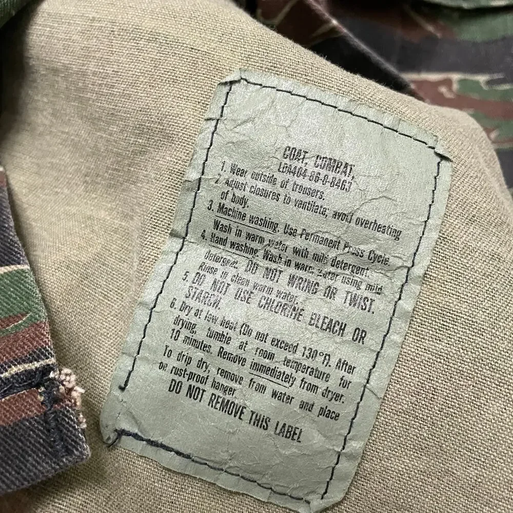 Vintage Cabela's Tiger Stripe Camo Combat Coat Large Military Field Jacket USA